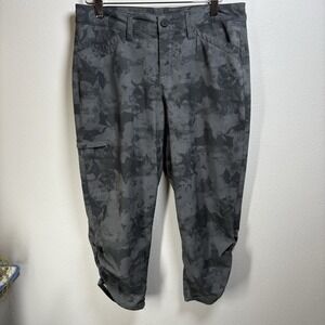 Eddie Bauer Womens 4 Grey Camo Crop Pants Hiking Ankle Cinched